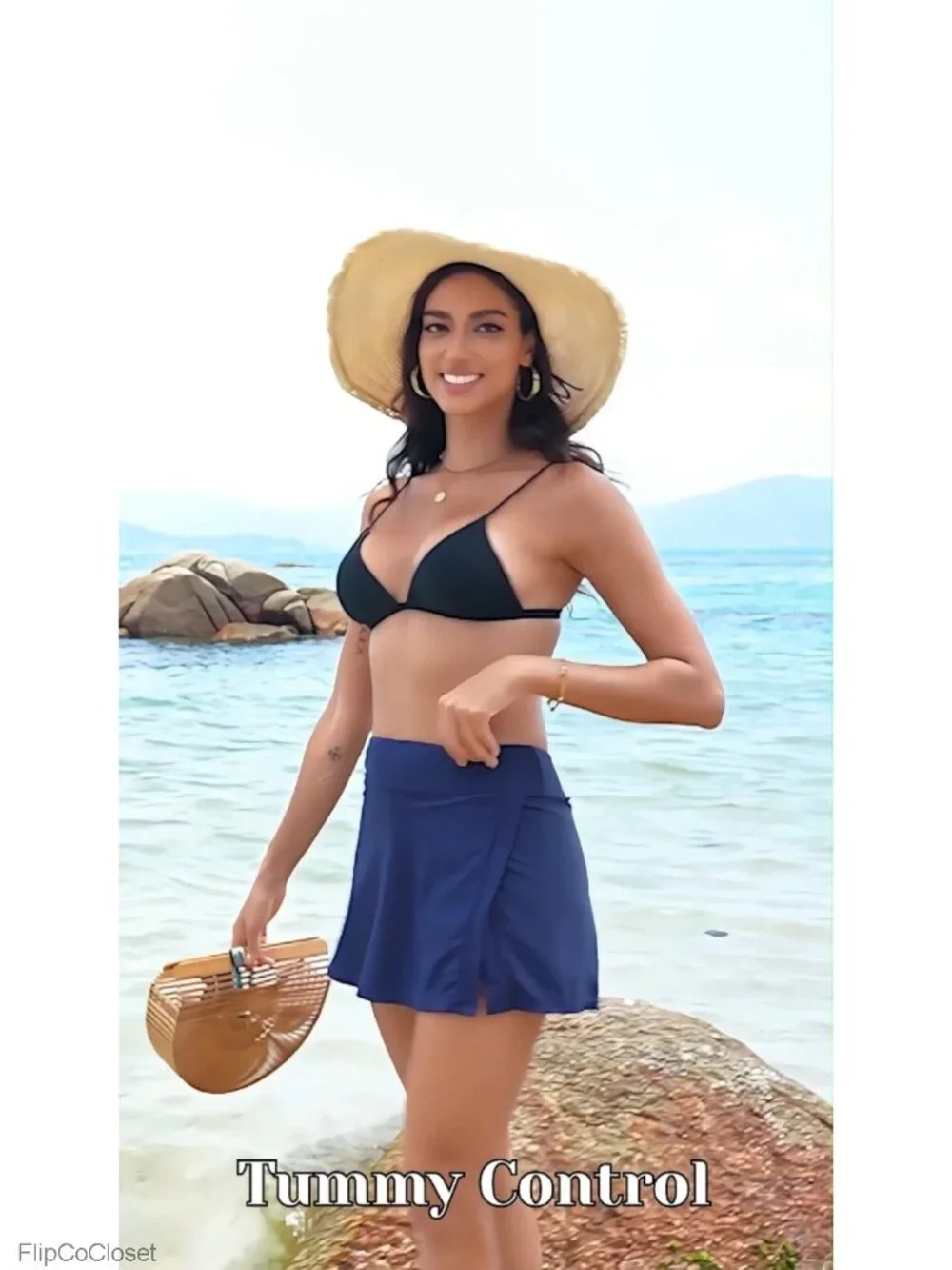 High Waisted Swim Skirt with Built-in Shorts Tummy Control Swim Bottom
